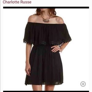 White Crochet trim off the shoulder dress